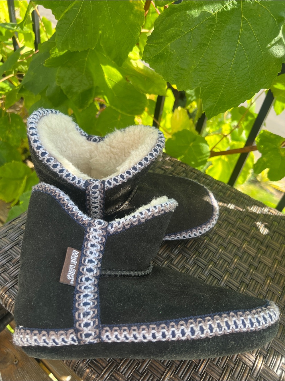 Muk Luks Black Faux-Suede Winter Shearling Bootie